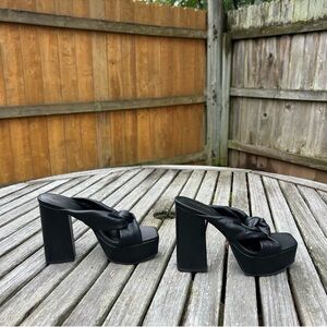 Open Edit Kaia Knot Platform Sandals‎ in black size 6.5 fall wedding guest